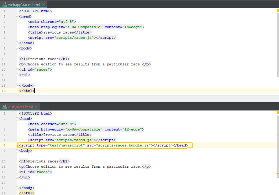 HTML original vs generated